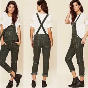 Free People Through The Woods Corduroy Distressed Overalls